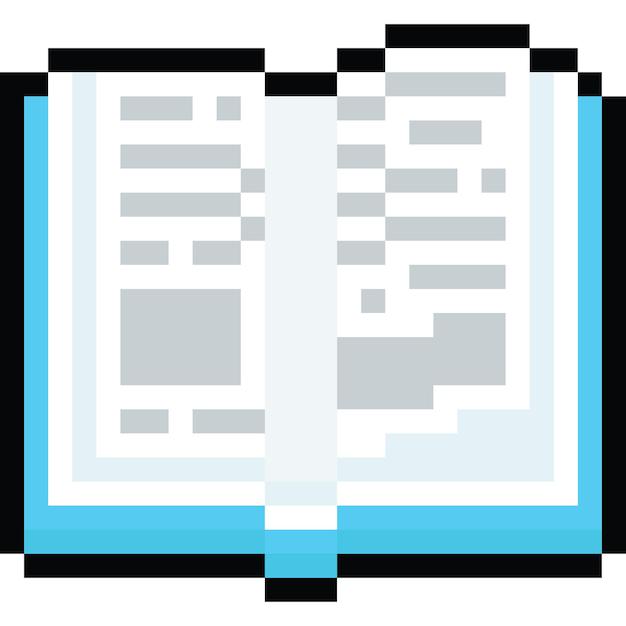 Icône de dessin animé du livre bleu pixel art