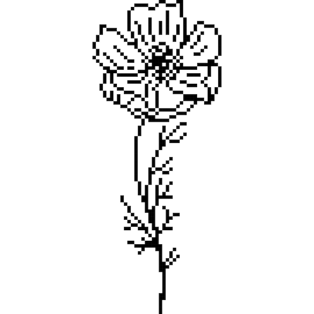 icône de dessin animé de fleur dans le style pixel