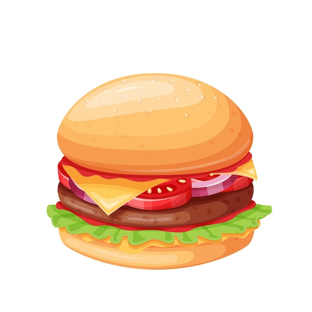 Icône De Dessin Animé De Hamburger Ou Cheeseburger