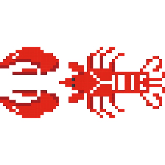Vecteur icône de dessin animé de homard dans le style pixel