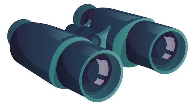 Icône de dessin animé de jumelles Instrument de vision d'espionnage optique isolé sur fond blanc