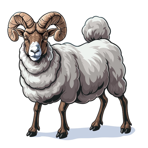 Vecteur l'icône de dessin animé de moutons de bighorn isolée en hd transparente