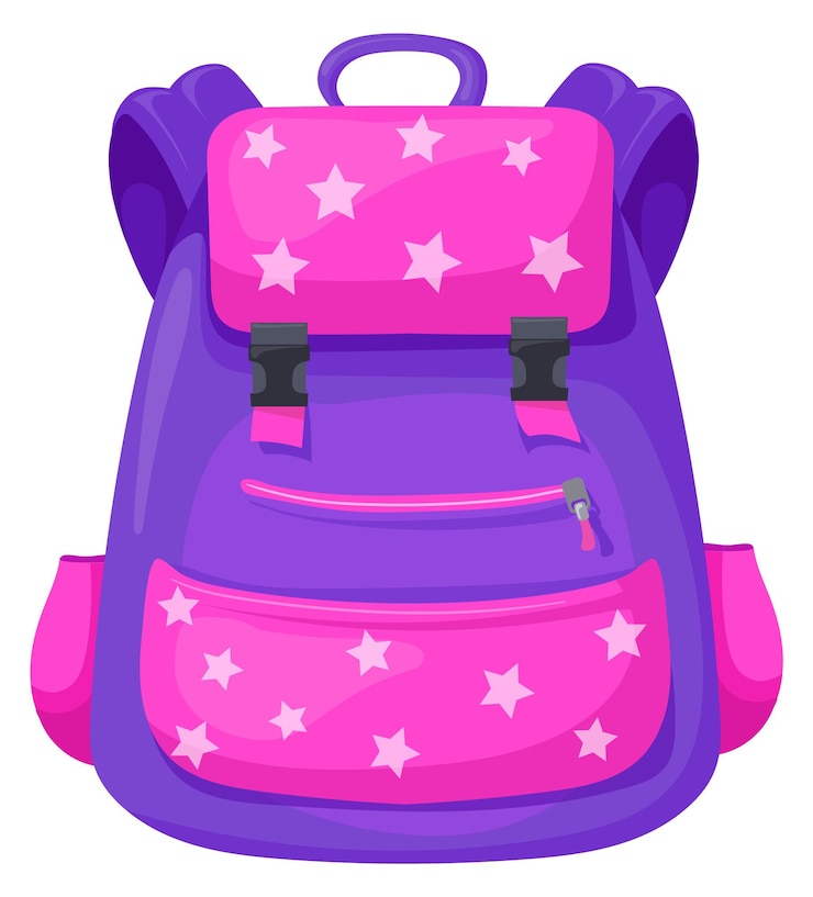 Vecteur icône de dessin animé de sac à dos d'écolière sac rose isolé sur fond blanc