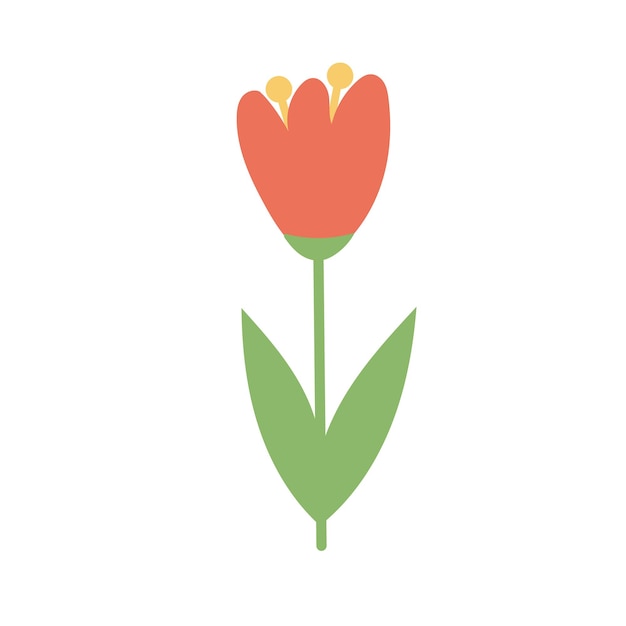 Icône de dessin animé simple sur fond blanc - fleurs de tulipes. 8 mars