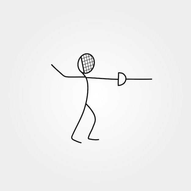 Icône De Dessin Animé Sport Stick Figure épéiste Vecteur