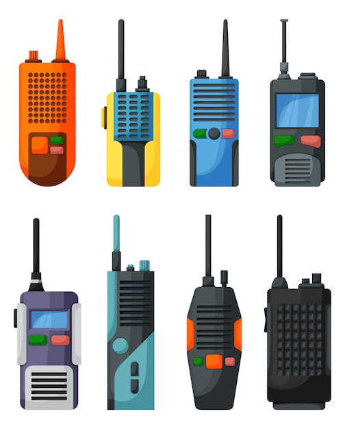 Icône de dessin animé de talkie-walkie. Émetteur-récepteur d'icône de dessin animé isolé.