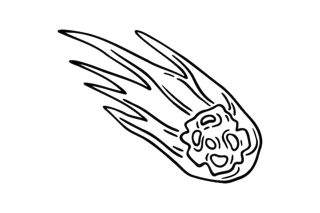 icône dessinée à la main d'un astéroïde ou d'une météorite tombant dessin de contour d'astéroïde ou de météorites tombant symbole de clipart
