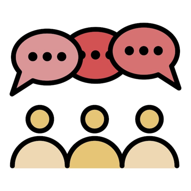Icône de discussion de groupe de personnes Décrire l'icône vectorielle de discussion de groupe de personnes couleur plate isolée