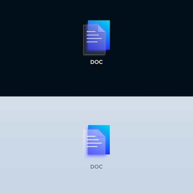 Vecteur icône doc glassmorphisme