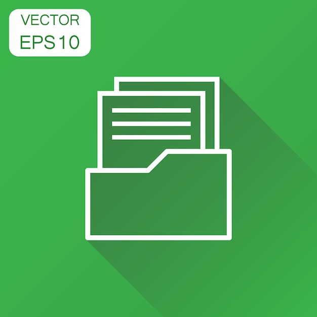 Icône de document Concept d'entreprise Symbole de fichier de données d'archive Pictogramme d'illustration vectorielle sur fond vert avec une longue ombre