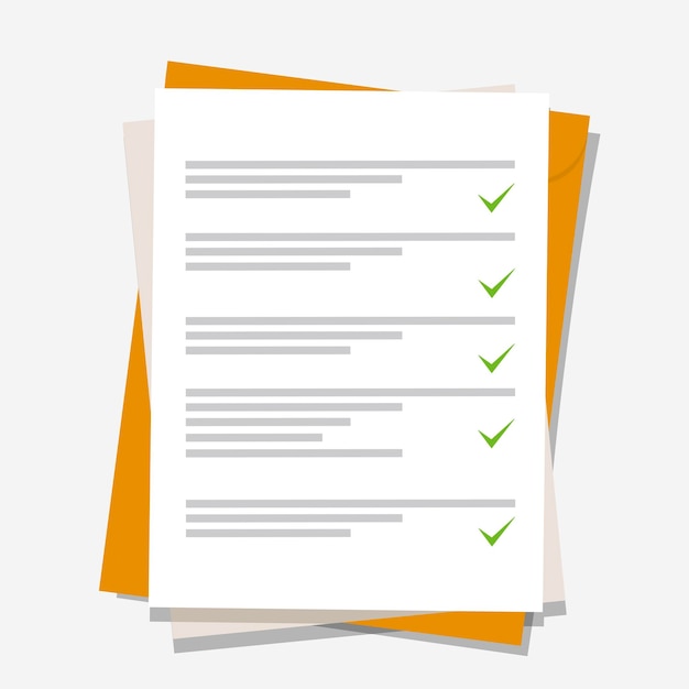 Icône Documents. Pile de feuilles de papier. Document confirmé ou approuvé.