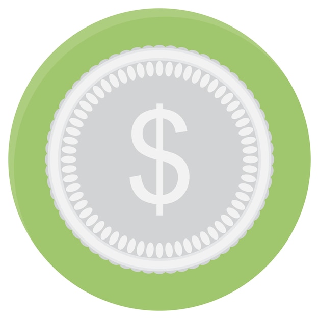 Vecteur icône de dollar de pièce d'argent payer le cent de pièce et le bénéfice d'investissement de paiement argent métallique de la finance vector illustration design plat