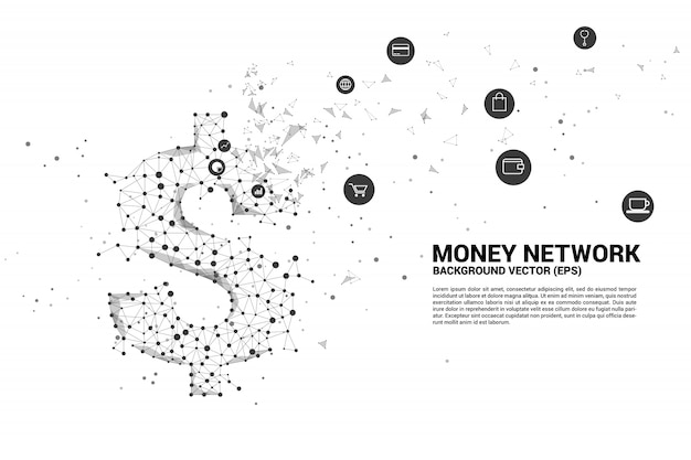 Icône De Dollar Vecteur Argent De La Ligne De Connexion Polygonale.