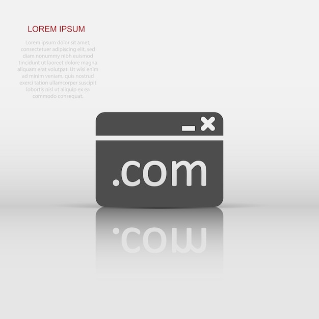 Icône de domaine de site Web en style plat Illustration vectorielle d'adresse Internet Com sur fond blanc isolé Concept d'entreprise du serveur