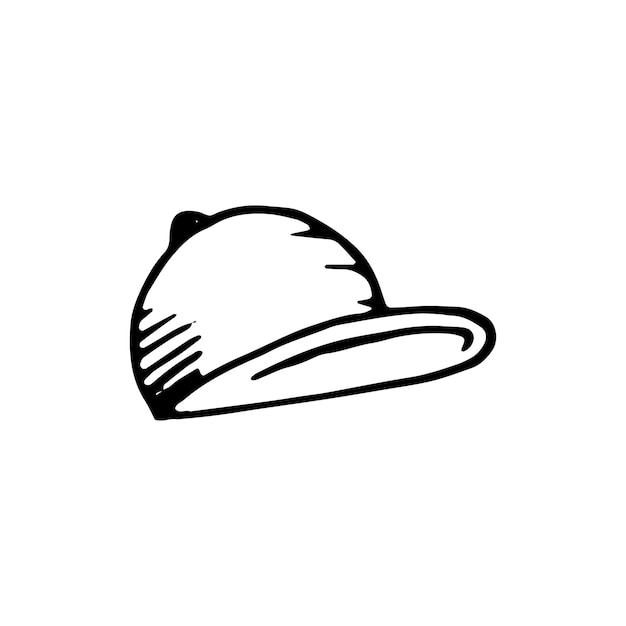 Icône De Doodle De Casquette Dessinée à La Main. Croquis Noir Dessiné à La Main. Symbole De Signe. élément De Décoration. Fond Blanc. Isolé. Conception Plate. Illustration De Dessin Animé De Vecteur.