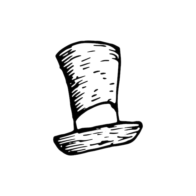 Icône de doodle chapeau dessiné à la main. Croquis noir dessiné à la main. Signe symbole de dessin animé. Élément de décoration. Fond blanc. Isolé. Conception plate. Illustration vectorielle.