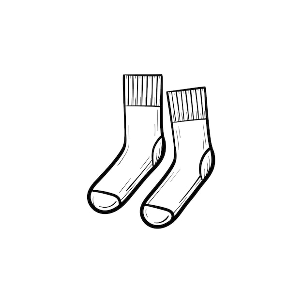 Icône De Doodle De Contour De Chaussettes Dessinées à La Main De Vecteur. Chaussettes Croquis Illustration Pour Impression, Web, Mobile Et Infographie Isolé Sur Fond Blanc.