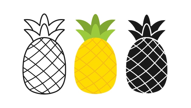 Icône de doodle contour dessiné main ananas vecteur