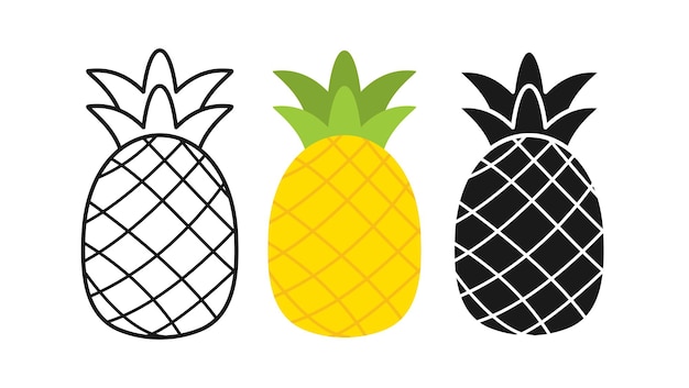 Vecteur icône de doodle contour dessiné main ananas vecteur