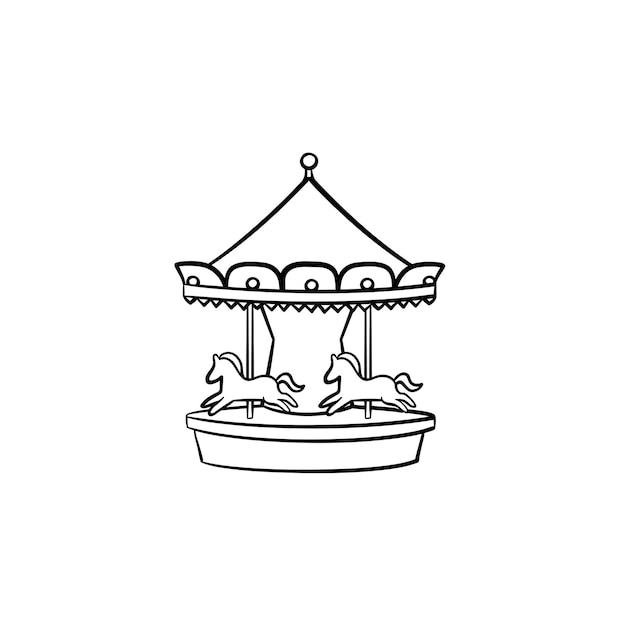 Vecteur icône de doodle contour dessiné main manège carrousel. concept d'illustration de croquis de vecteur de cirque, de carnaval et de foire en plein air pour l'impression, le web, le mobile et l'infographie isolés sur fond blanc.