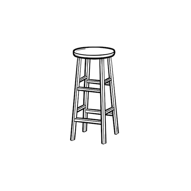 Icône de doodle de contour dessiné à la main de tabouret de bar. Illustration de croquis de vecteur de chaise haute pour impression, web, mobile et infographie isolé sur fond blanc.