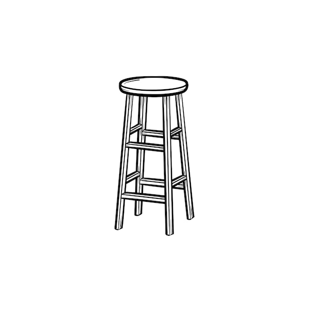 Icône De Doodle De Contour Dessiné à La Main De Tabouret De Bar. Illustration De Croquis De Vecteur De Chaise Haute Pour Impression, Web, Mobile Et Infographie Isolé Sur Fond Blanc.