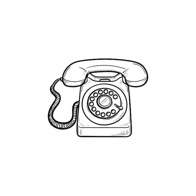 Vecteur icône de doodle contour dessiné main téléphone vintage. vieux téléphone et communication, appel téléphonique, concept de récepteur