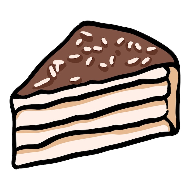 Vecteur icône de doodle dessinée à la main d'un morceau de gâteau