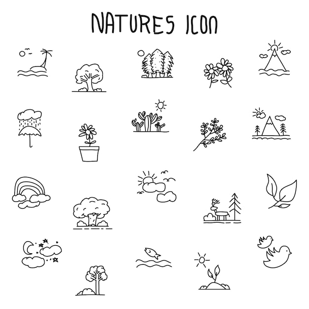 Icône De Doodle Simple Icône Nature Dessinée à La Main