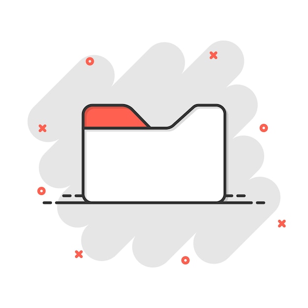 Icône de dossier de fichiers dans le style comique Documents archive vector illustration de dessin animé sur fond blanc isolé Concept d'entreprise effet splash de stockage