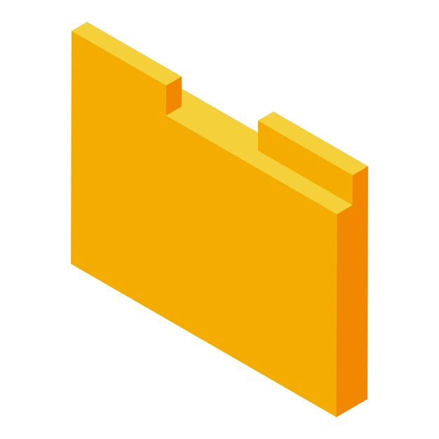 Icône de dossier jaune représentant le stockage et l'organisation des données en vue isométrique