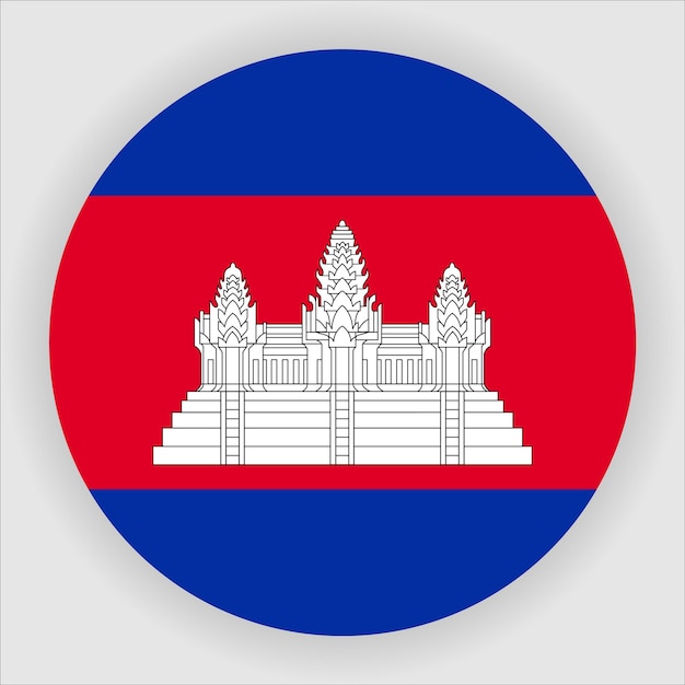 Icône De Drapeau Arrondi Plat Cambodge