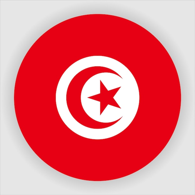 Icône De Drapeau Arrondi Plat Tunisie