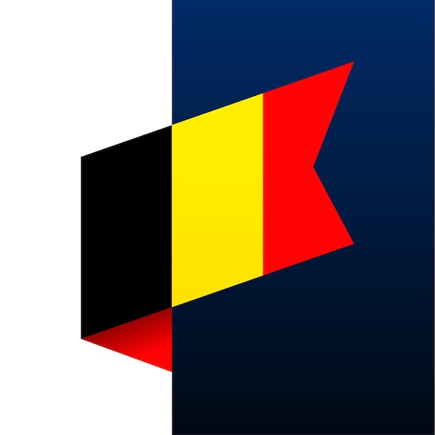 Icône de drapeau de coin de Belgique. emblème national dans le style origami. Illustration de vecteur de coin de coupe de papier.