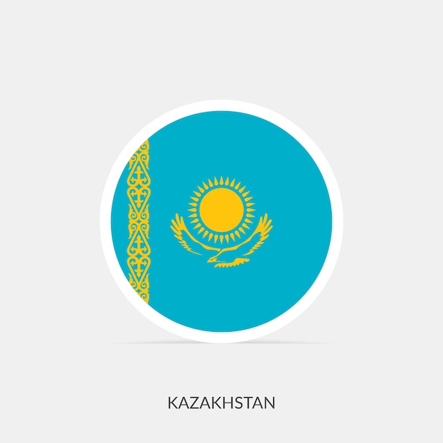 Vecteur icône de drapeau rond du kazakhstan avec ombre