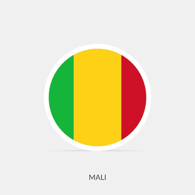 Icône De Drapeau Rond Du Mali Avec Ombre