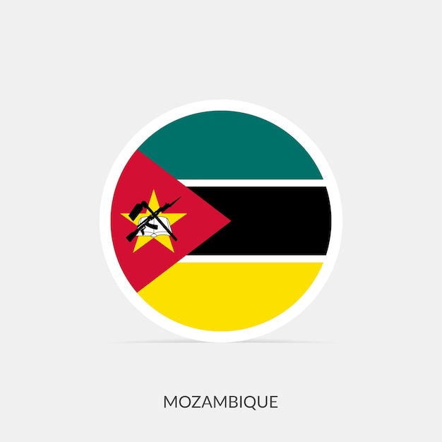 Icône De Drapeau Rond Du Mozambique Avec Ombre