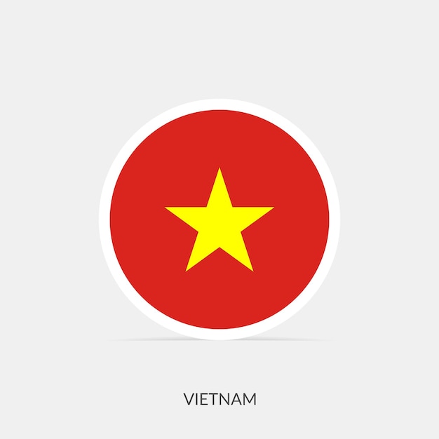 Icône De Drapeau Rond Du Vietnam Avec Ombre