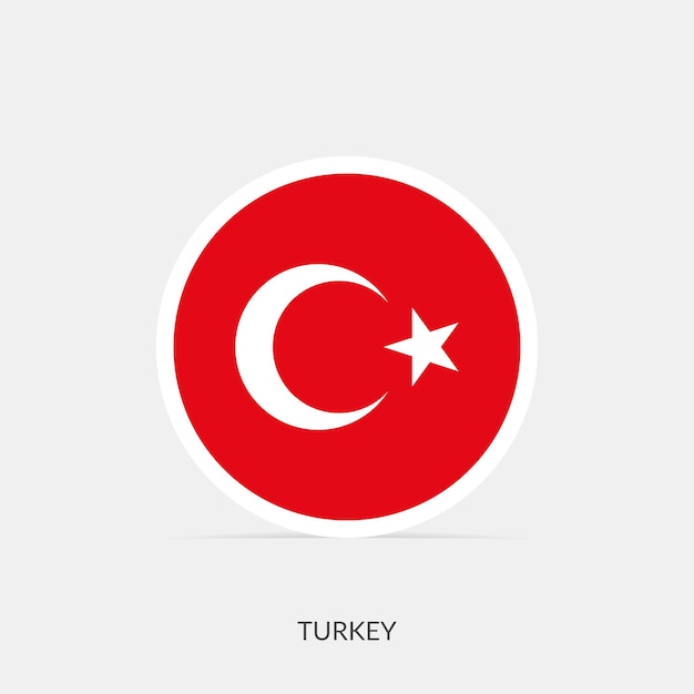 Icône De Drapeau Rond De Turquie Avec Ombre