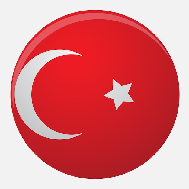 Icône de drapeau de la Turquie Illustration de la Turquie du drapeau plat et vecteur de symbole turc national isolé