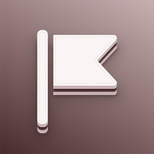 Icône de drapeau vectoriel 3D en couleur brune avec fond modifiable