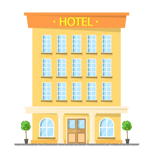 Icône du bâtiment de l'hôtel sur fond blanc Concept de loisirs et de tourisme Bannière pour la Journée mondiale du tourisme