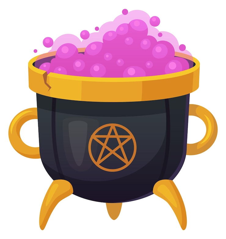 Vecteur l'icône du chaudron de l'alchimie noire