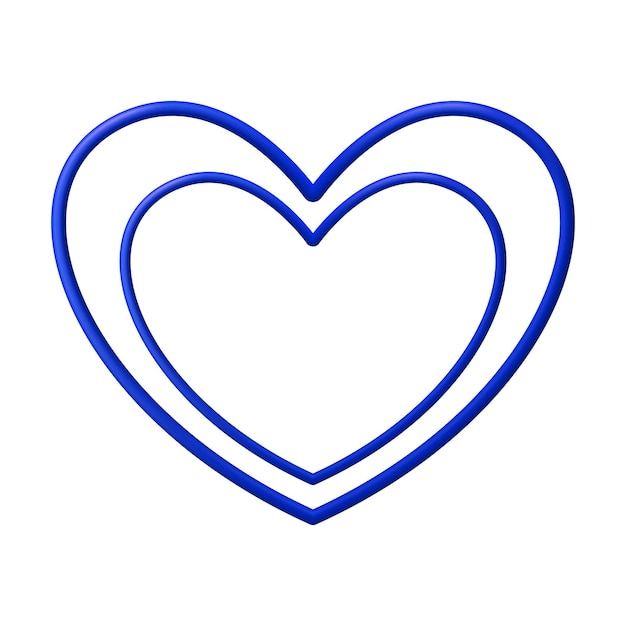 Vecteur l'icône du cœur bleu, les traits du cadre du cœur isolés sur un fond blanc, le jour de la saint-valentin