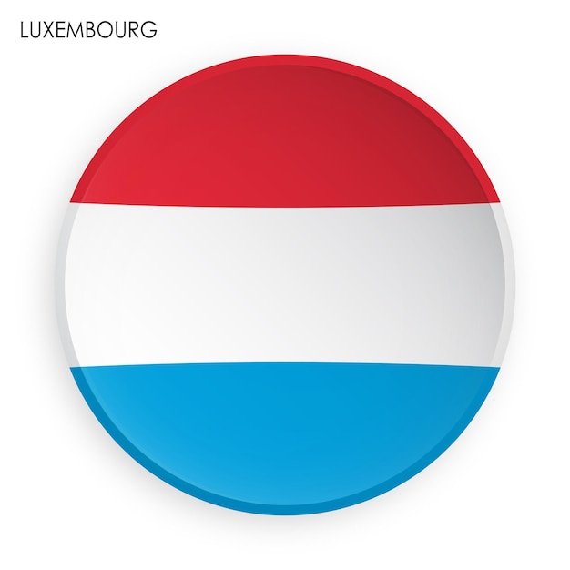 Icône du drapeau du Luxembourg dans un style de néomorphisme moderne Bouton pour application mobile ou web Vector sur