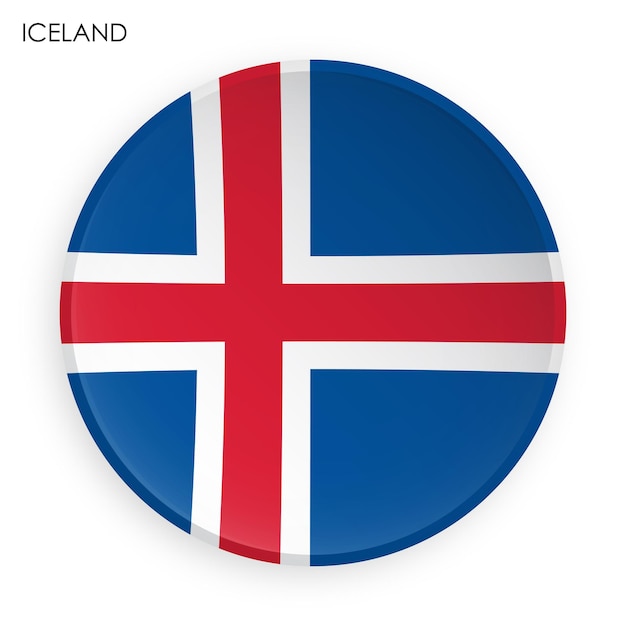 Icône Du Drapeau D'islande Dans Un Style De Néomorphisme Moderne Bouton Pour Application Mobile Ou Web Vecteur Sur Blanc