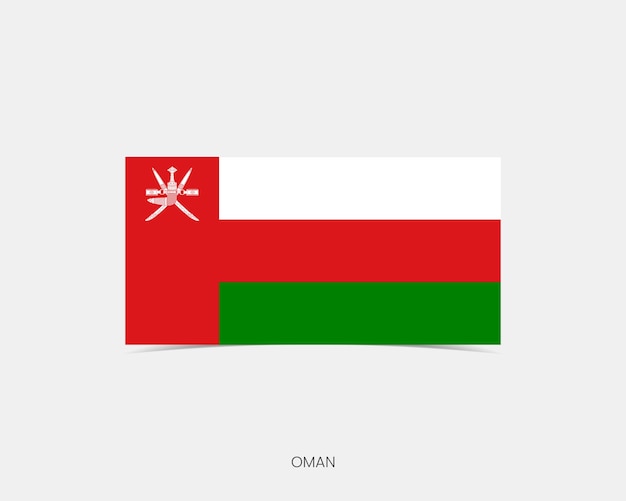 Vecteur icône du drapeau rectangle d'oman avec une ombre