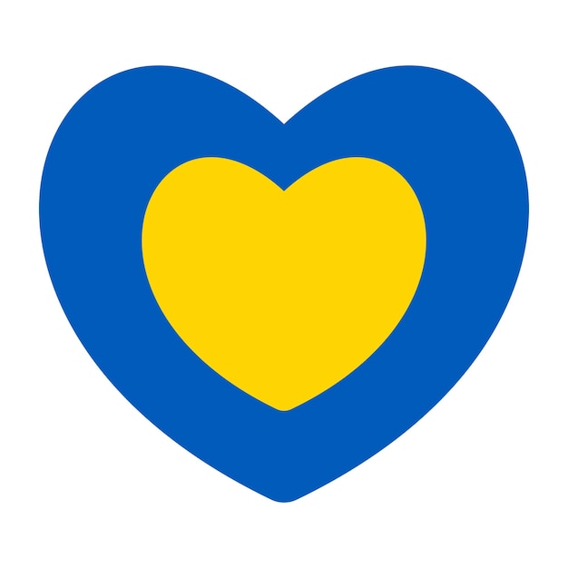 Icône du drapeau de l'Ukraine en forme de coeur un sur un Drapeau ukrainien patriotique abstrait avec symbole d'amour Idée conceptuelle bleue et jaune avec l'Ukraine dans son cœur Soutien au pays pendant la guerre