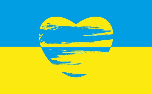 Icône du drapeau de l'Ukraine en forme de coeur Drapeau ukrainien patriotique abstrait avec symbole d'amour Idée conceptuelle bleue et jaune avec l'Ukraine dans son cœur Soutien au pays pendant l'occupation