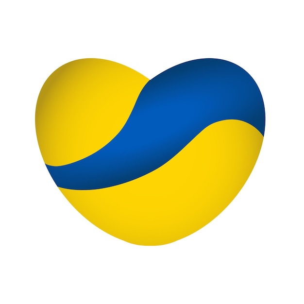 Icône Du Drapeau Ukrainien En Forme De Cœur Dans Les Couleurs Du Drapeaux Sur Une Illustration Vectorielle De Fond Blanc